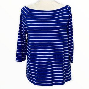 Chico's | Royal Blue & White 3/4 Sleeve Striped Nautical Blouse or Top | Sz 1